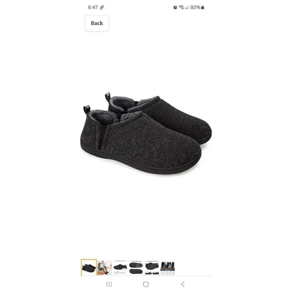 Mens Size 13 14 Snug Leaves Memory Foam Warm Slippers Faux Sherpa Indoir Outdoor